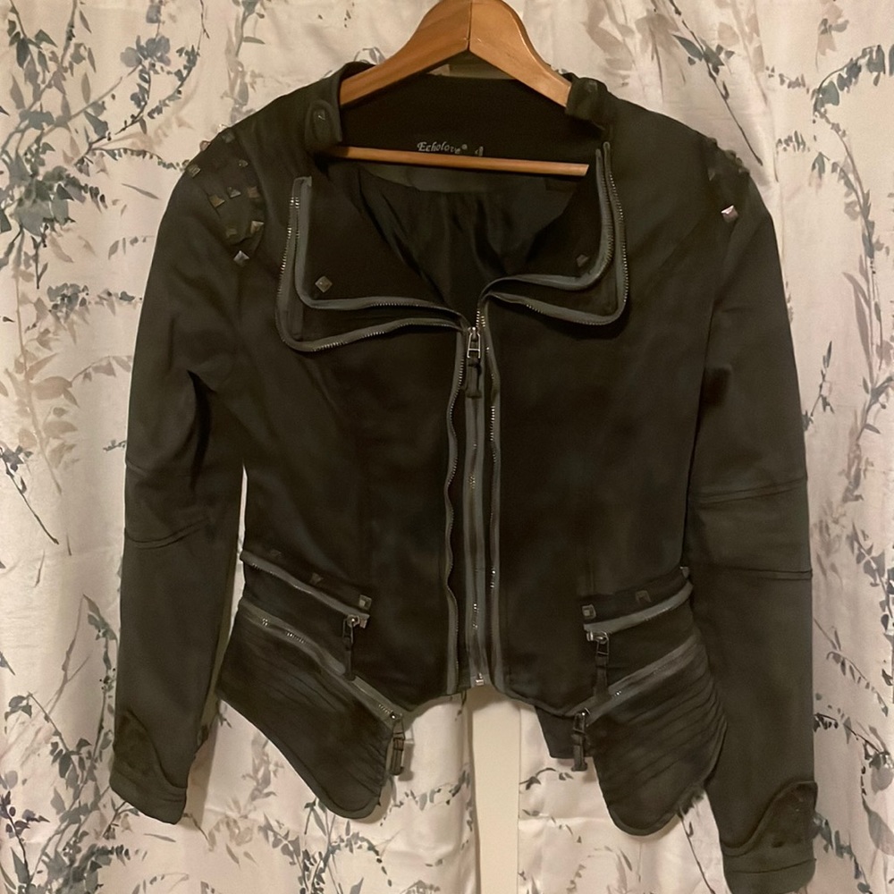 Jean Jacket. Rock Multiple zipper with studs